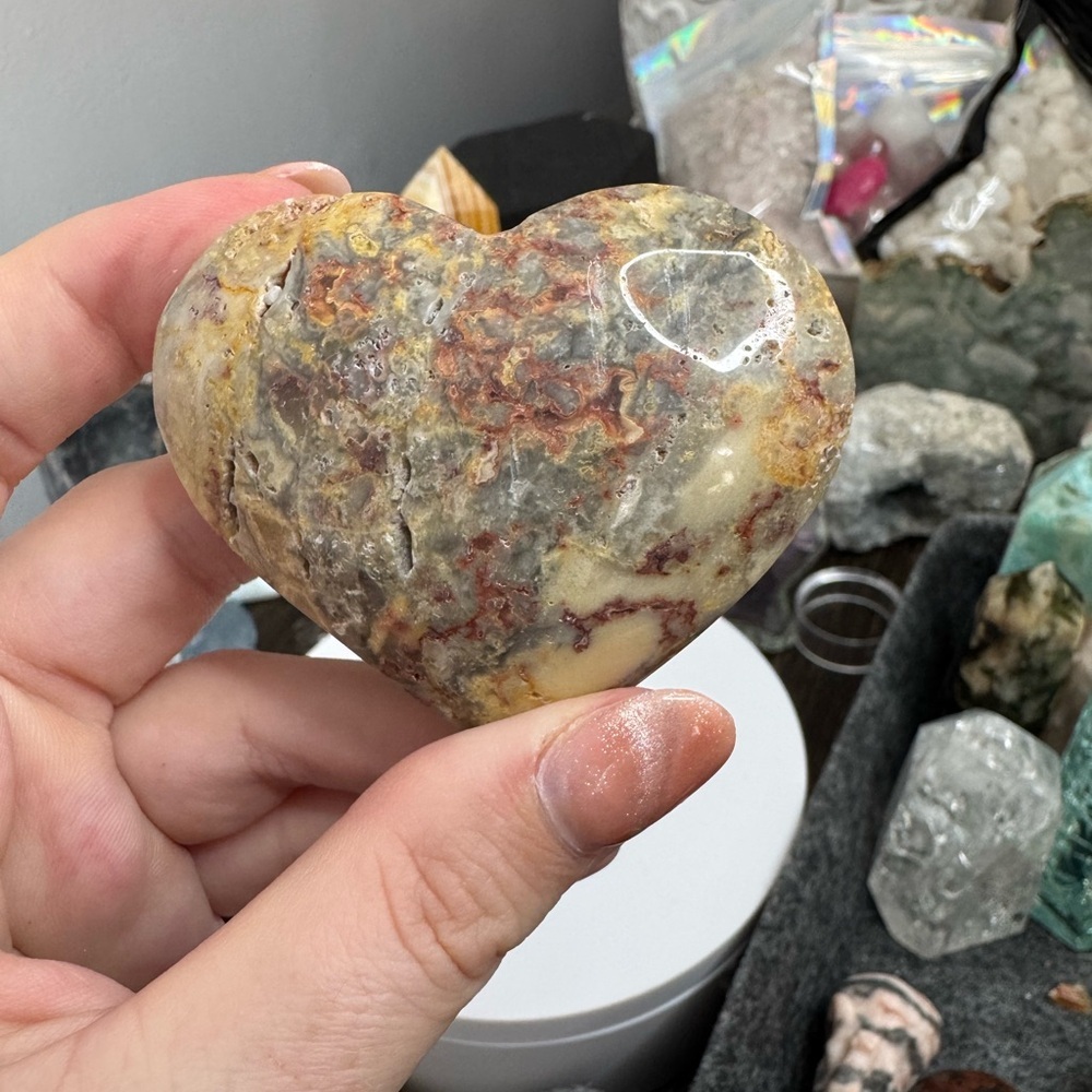 Crazy Lace Agate Heart - Picture 2 of 2